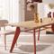 Mesa de jantar extensível MELOE de 140/180 cm com pés de metal em terracota e tampo com acabamento em carvalho. - 2