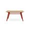 Mesa de jantar extensível MELOE de 140/180 cm com pés de metal em terracota e tampo com acabamento em carvalho. - 1