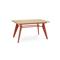 Mesa de jantar extensível MELOE de 140/180 cm com pés de metal em terracota e tampo com acabamento em carvalho. - 7