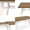 Mesa de jantar extensível MELOE de 140/180 cm com pés de metal bege e tampo com acabamento em nogueira. - 6