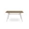 Mesa de jantar extensível MELOE de 140/180 cm com pés de metal bege e tampo com acabamento em nogueira. - 1