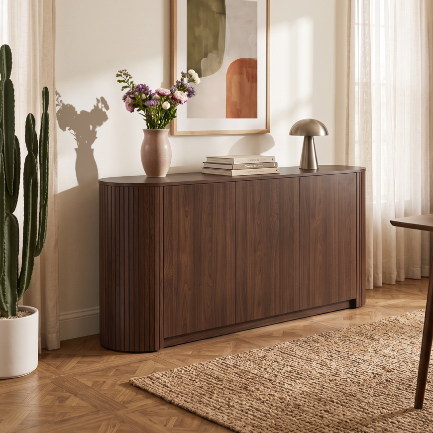 ALBA Sideboard mit 3 Türen, 160 cm, dunkle Holzoptik, Melaminbeschichtung