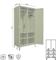 Industriële metalen kast H.170cm 2 deuren, 4 planken, 2 kledingroedes kaki THEA - 4