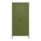 Industriële metalen kast H.170cm 2 deuren, 4 planken, 2 kledingroedes kaki THEA - 1