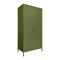Industriële metalen kast H.170cm 2 deuren, 4 planken, 2 kledingroedes kaki THEA - 5