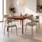 Lot de 6 chaises rembourrées tissu chenille beige et pieds métal beige GABY
