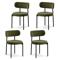 Lot de 4 chaises rembourrées velours côtelé kaki et pieds métal noir IRIS - 1