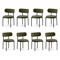 Lot de 8 chaises rembourrées velours côtelé kaki et pieds métal noir IRIS - 1
