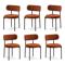Set van 6 IRIS stoelen met terracotta corduroy bekleding en zwarte metalen poten. - 1