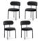 Lot de 4 chaises rembourrées velours côtelé noir et pieds métal noir IRIS - 1