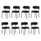 Lot de 8 chaises rembourrées velours côtelé noir et pieds métal noir IRIS - 1