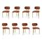 Lot de 8 chaises style scandinave tissu chenille terracotta pieds métal effet chêne MIA - 1