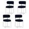 Lot de 4 chaises rembourrées bouclette bleu nuit et pieds chromés NOVA - 1