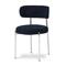 Lot de 4 chaises rembourrées bouclette bleu nuit et pieds chromés NOVA - 3