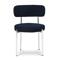 Lot de 4 chaises rembourrées bouclette bleu nuit et pieds chromés NOVA - 2