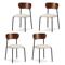 Lot de 4 chaises scandinaves velours côtelé beige et placage frêne pieds métal noir OLIVIA - 1