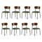 Lot de 8 chaises scandinaves velours côtelé kaki et placage frêne pieds métal noir OLIVIA - 1