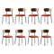 Lot de 8 chaises scandinaves velours côtelé terracotta et placage frêne pieds métal noir OLIVIA - 1