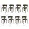Lot de 8 chaises style japandi tissu chenille kaki pieds métal effet noyer ZOE - 1
