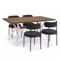 Set masă ANDREA 160cm nuc picioare bej și 4 scaune IRIS catifea nervurată negru - 1