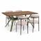 Set masă ANDREA 160cm nuc picioare kaki și 4 scaune IRIS catifea tip pluș bej - 1