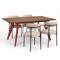 Ensemble table extensible MELOE 140-180cm noyer pieds terracotta et 4 chaises IRIS velours côtelé beige - 1