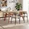 Ensemble table extensible MELOE 140-180cm chêne pieds terracotta et 4 chaises IRIS velours côtelé beige