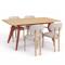 Ensemble table extensible MELOE 140-180cm chêne pieds terracotta et 4 chaises MIA tissu chenille beige - 1