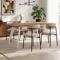 Conjunto mesa extensible MELOE 140-180cm nogal patas beige y 4 sillas IRIS terciopelo acanalado beige