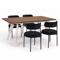 Conjunto mesa extensible MELOE 140-180cm nogal patas beige y 4 sillas IRIS pana negra - 1