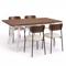 Uitschuifbare tafelset MELOE 140-180cm walnoot beige poten en 4 OLIVIA stoelen corduroy beige - 1