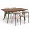 Conjunto mesa extensible MELOE 140-180cm nogal patas kaki y 4 sillas IRIS terciopelo acanalado beige - 1