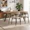 Conjunto mesa extensible MELOE 140-180cm nogal patas kaki y 4 sillas IRIS terciopelo acanalado beige