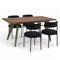 Conjunto mesa extensible MELOE 140-180cm roble patas caqui y 4 sillas IRIS terciopelo acanalado negro - 1
