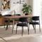 Conjunto mesa extensible MELOE 140-180cm roble patas caqui y 4 sillas IRIS terciopelo acanalado negro