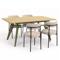 Conjunto mesa extensible MELOE 140-180cm roble patas caqui y 4 sillas IRIS terciopelo pana beige - 1