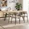 Conjunto mesa extensible MELOE 140-180cm roble patas caqui y 4 sillas IRIS terciopelo pana beige