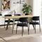 Conjunto mesa extensible MELOE 140-180cm roble patas kaki y 4 sillas IRIS terciopelo acanalado negro