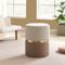 LOUISE Pouf Beige Velvet and Gold Metal