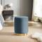CHARLOTTE I Pouf Celadon Blue Velvet and Gold Metal