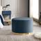 Pouf CHARLOTTE II in velluto blu celadon e metallo dorato