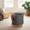 Pouf coffre ROMÉO tissu bouclette gris