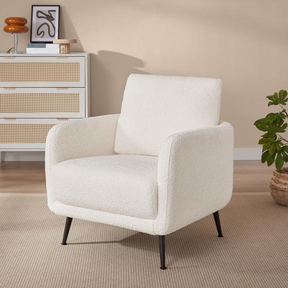 Fauteuil design EMMA bouclette blanc