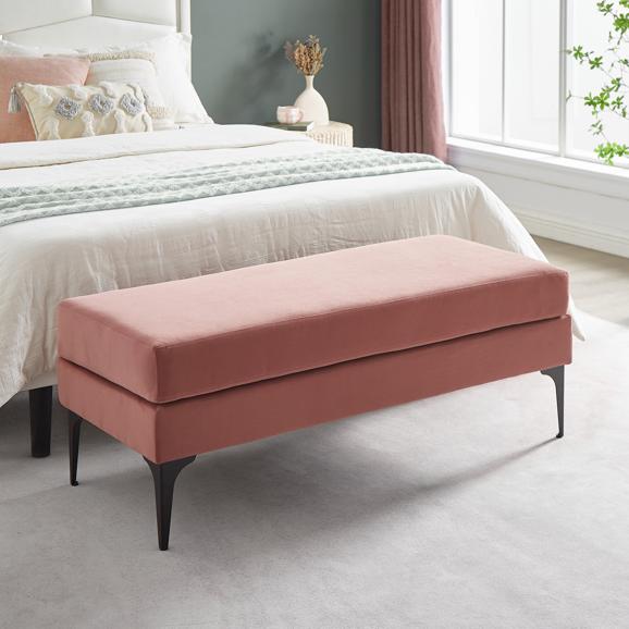 Banc/bout de lit MAX velours vieux rose