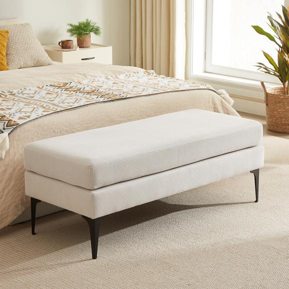 Banc/bout de lit MAX velours côtelé beige