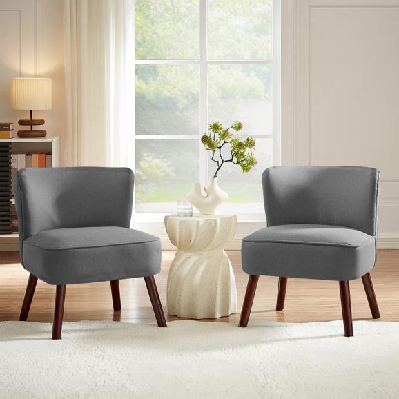 Lot de 2 fauteuils cocktail JOFI en tissu gris foncé