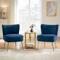 Set of 2 JUDITH cocktail armchairs in midnight blue velvet