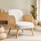 ROSI bohemian armchair in cane and beige linen