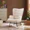 Scandinavian rocking chair LUNA beige bouclette with stitching