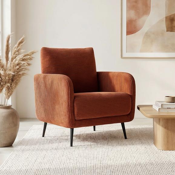 Dizajnové kreslo EMMA z terakotového manšestru